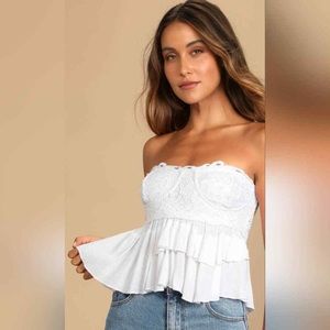 Free People White Strapless Top